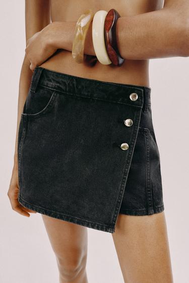 Z1975 WRAP DENIM SKORT - Black by Zara