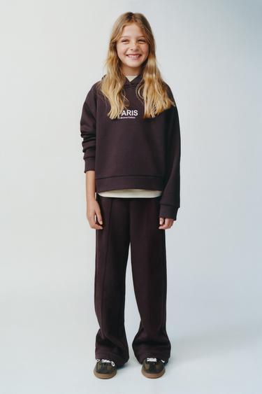 HOODIE AND WIDE-LEG TROUSERS SET - Burgundy by Zara