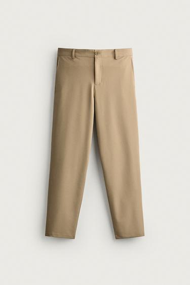 COMFORT REGULAR FIT TECHNICAL TROUSERS - camel by Zara