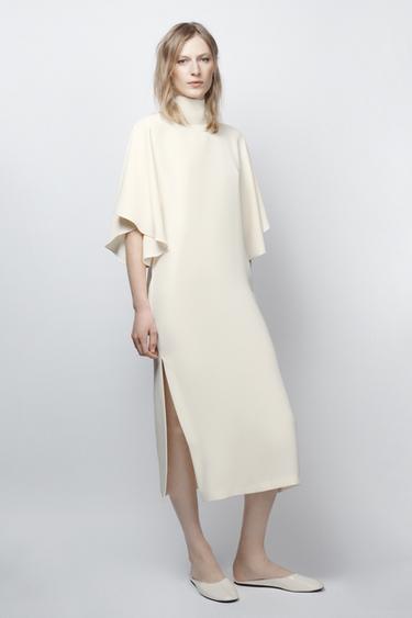 ZW COLLECTION FLOWING MIDI DRESS - Light beige by Zara - Image 0