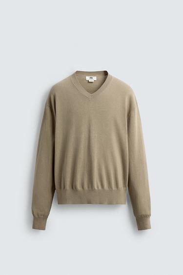 COTTON-RAMIE SWEATER - Beige by Zara