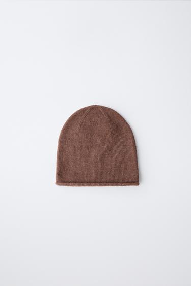 WOOL BLEND KNIT BEANIE - Brown by Zara - Image 0