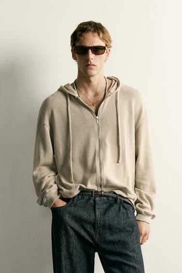 RELAXED FIT KNIT HOODIE - Leopard by Zara
