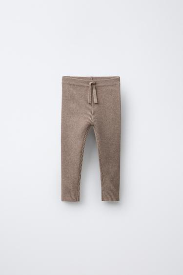 RIB KNIT LEGGINGS - Sand / Marl by Zara