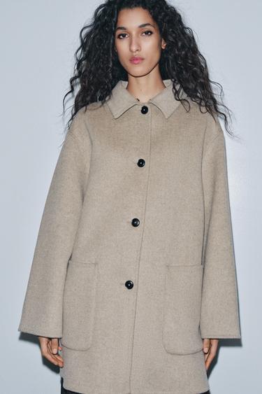 WOOL COAT WITH FAUX FUR COLLAR ZW COLLECTION - camel by Zara