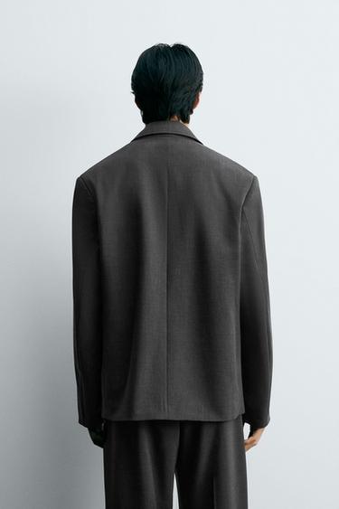 DETACHABLE LAPEL SUIT BLAZER - Grey marl by Zara