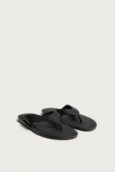 LEATHER STRAP SANDALS - Black by Zara
