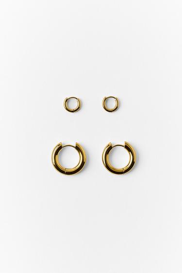 PACK OF HOOP EARRINGS - Golden by Zara