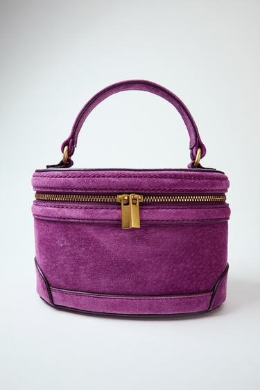 LEATHER VANITY HANDBAG - Purple by Zara