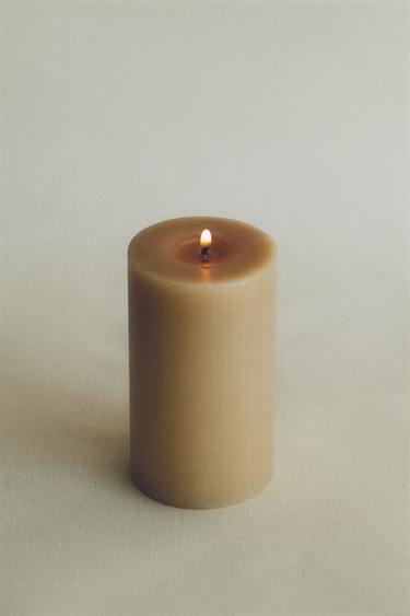 DECORATIVE CYLINDRICAL CANDLE - Cream by Zara