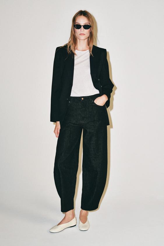 ZW COLLECTION HIGH-WAIST TAPERED JEANS - Black by Zara - Image 0