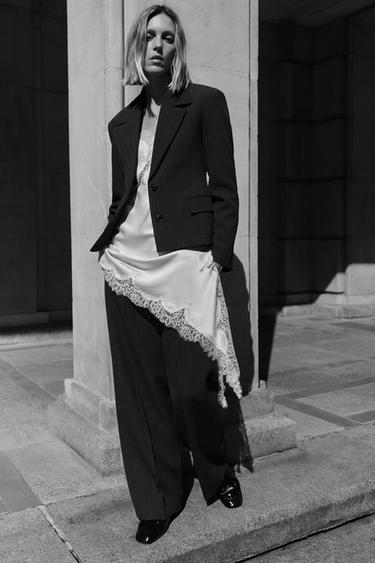 ASYMMETRIC LACE DRESS ZW COLLECTION - Oyster-white by Zara