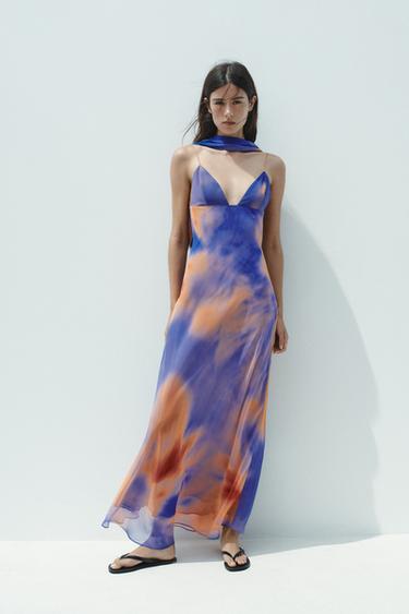 LONG PRINTED SCARF DRESS - TYENARANJA by Zara