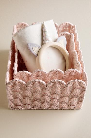 SMALL SCALLOPED BASKET - Pink by Zara