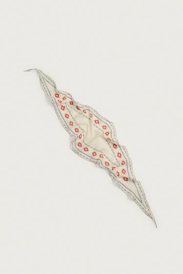 GEOMETRIC PRINT LONG BANDANA - Ecru by Zara