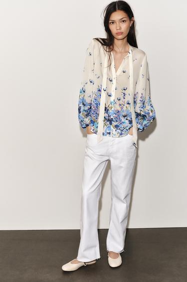 PRINTED BLOUSE WITH BOW - Multicoloured by Zara - Image 0