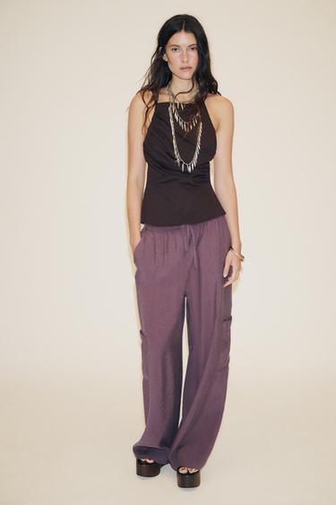 FLOWING CARGO TROUSERS - Lilac by Zara