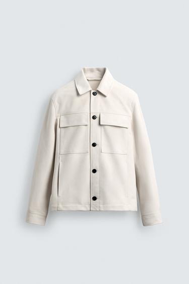 FAUX SUEDE OVERSHIRT - Oyster-white by Zara