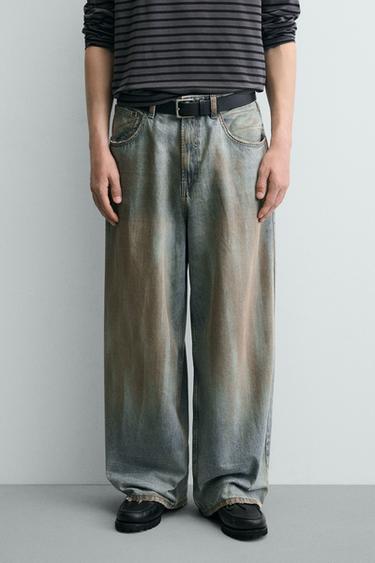 BAGGY FIT VINTAGE WASH JEANS - Blue by Zara