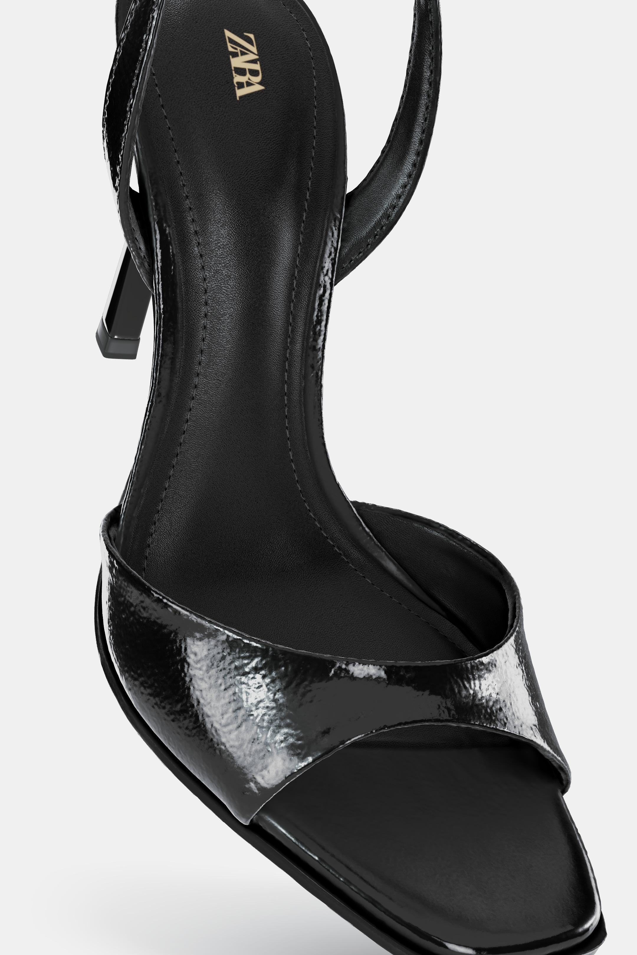 PATENT-FINISH HIGH-HEEL SANDALS - Black by Zara