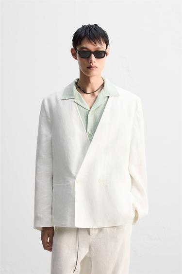 100% LINEN SUIT BLAZER - White by Zara