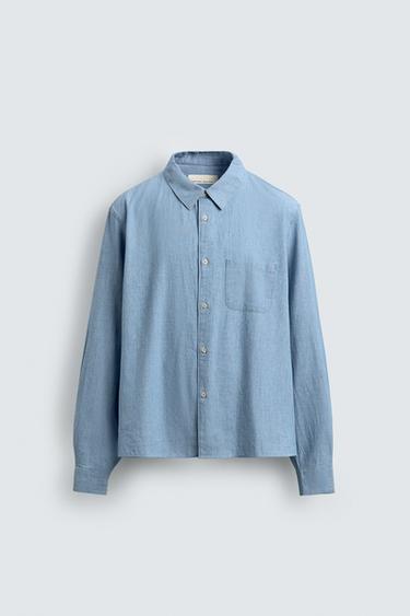 REGULAR FIT CHAMBRAY SHIRT - Light blue by Zara