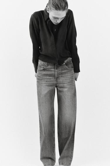 ZW COLLECTION BAGGY MID-WAIST JEANS - Black by Zara