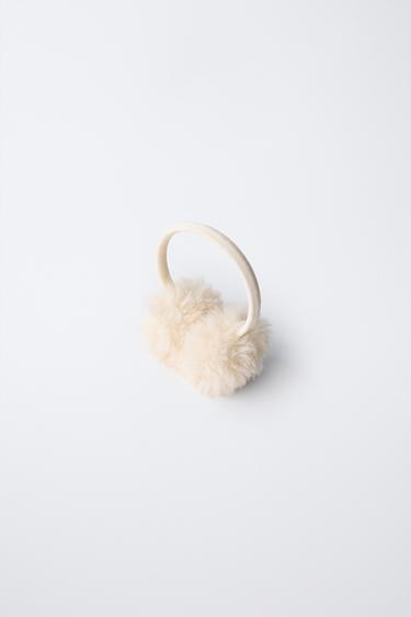 CURLY FAUX FUR EARMUFFS SKI COLLECTION - Ecru by Zara