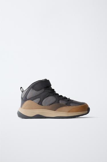 CONTRAST HIGH-TOP SNEAKERS - Brown by Zara
