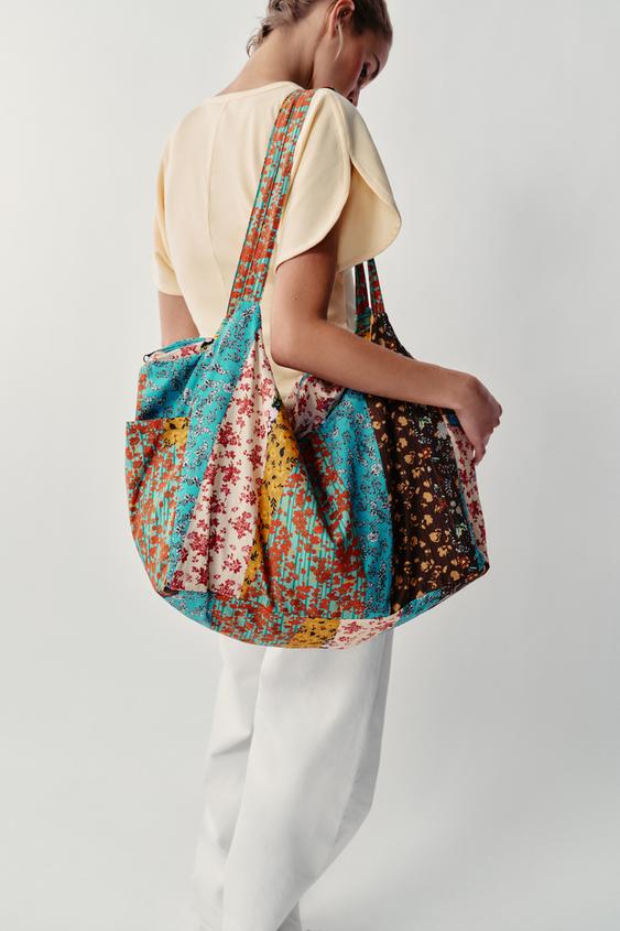 100% COTTON FLORAL PRINT MAXI BAG - Multicoloured by Zara - Image 0