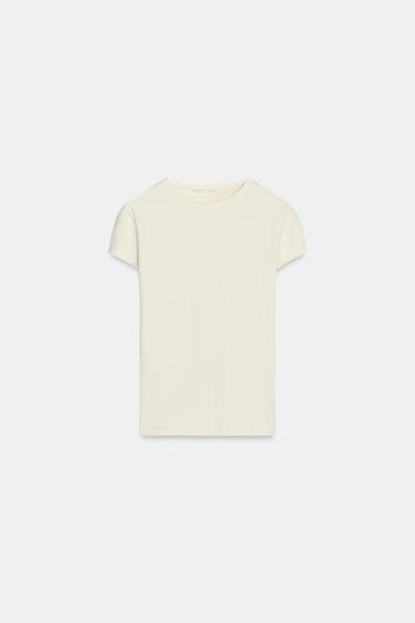 SLIM FIT SHORT SLEEVE T-SHIRT - Ecru by Zara