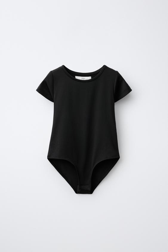 SHORT SLEEVE POLYAMIDE BODYSUIT - Black by Zara - Image 0