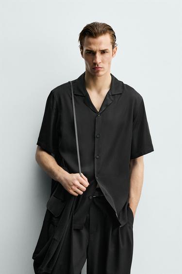 SATIN RELAXED FIT SHIRT - Black by Zara