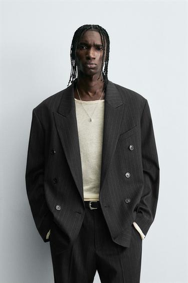 STRIPED SUIT DOUBLE-BREASTED BLAZER - striped by Zara