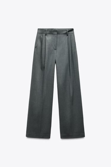 DARTED WIDE-LEG TROUSERS - Mid-grey by Zara