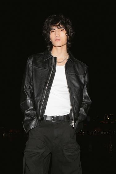LEATHER BOXY FIT JACKET - Black by Zara