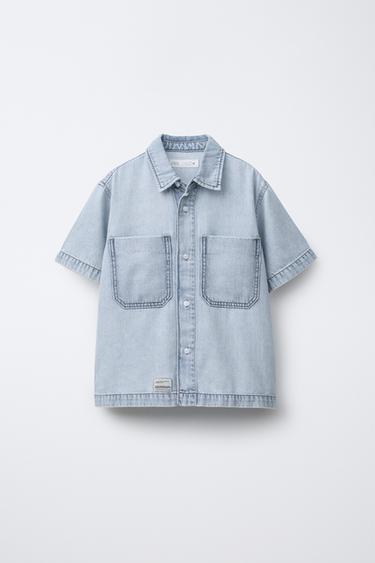 FLOWING DENIM SHIRT - Light blue by Zara