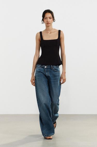 TOP WITH BACK BOW - Black by Zara