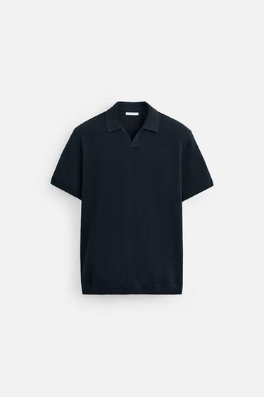 TEXTURED KNIT POLO SHIRT - Navy blue by Zara