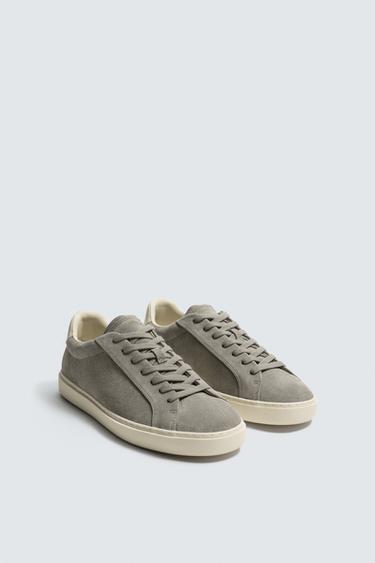 LEATHER HEEL DETAIL TRAINERS - Grey by Zara