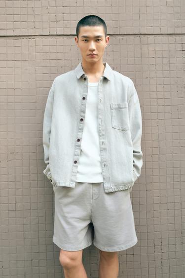 BOXY FIT DENIM SHIRT - Grey by Zara