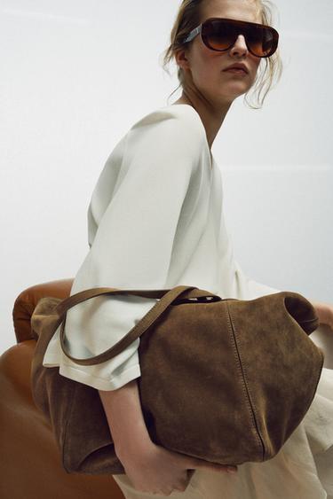 SPLIT SUEDE MAXI TOTE BAG - 1-525 by Zara