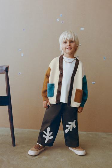 COLOUR BLOCK KNIT CARDIGAN - ECRU by Zara