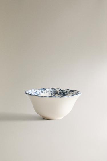 FLORAL EARTHENWARE SNACK BOWL - Blue by Zara