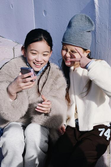 SHORT FAUX FUR JACKET - Light grey by Zara