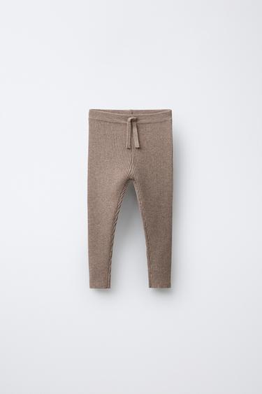 RIB KNIT LEGGINGS - Sand / Marl by Zara - Image 0