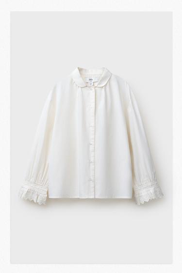 LIMITED EDITION EMBROIDERED PYJAMA SHIRT - Ecru by Zara