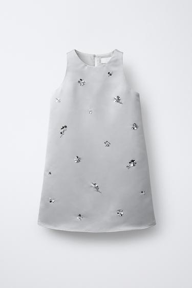 SATIN sequin DRESS - Silver by Zara