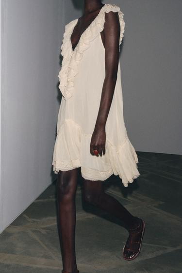 ZW COLLECTION LACE RUFFLE DRESS - Ecru by Zara
