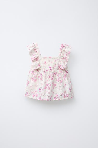 FLORAL PRINT SHIFFLY TOP - Pink by Zara - Image 0